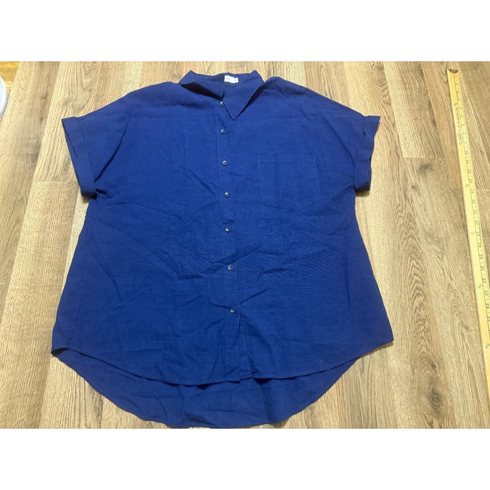 Apraw Shirt, Women's Size Large, Blue, Short Sleeve, Button Up, Chest Pocket